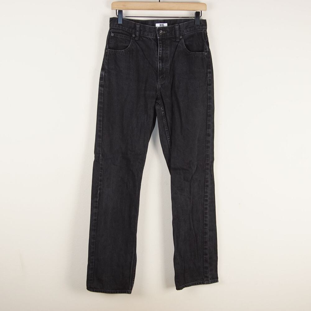 Uniqlo U Regular Fight Straight Leg High Rise Black Jeans Womens Sz 26 x 32